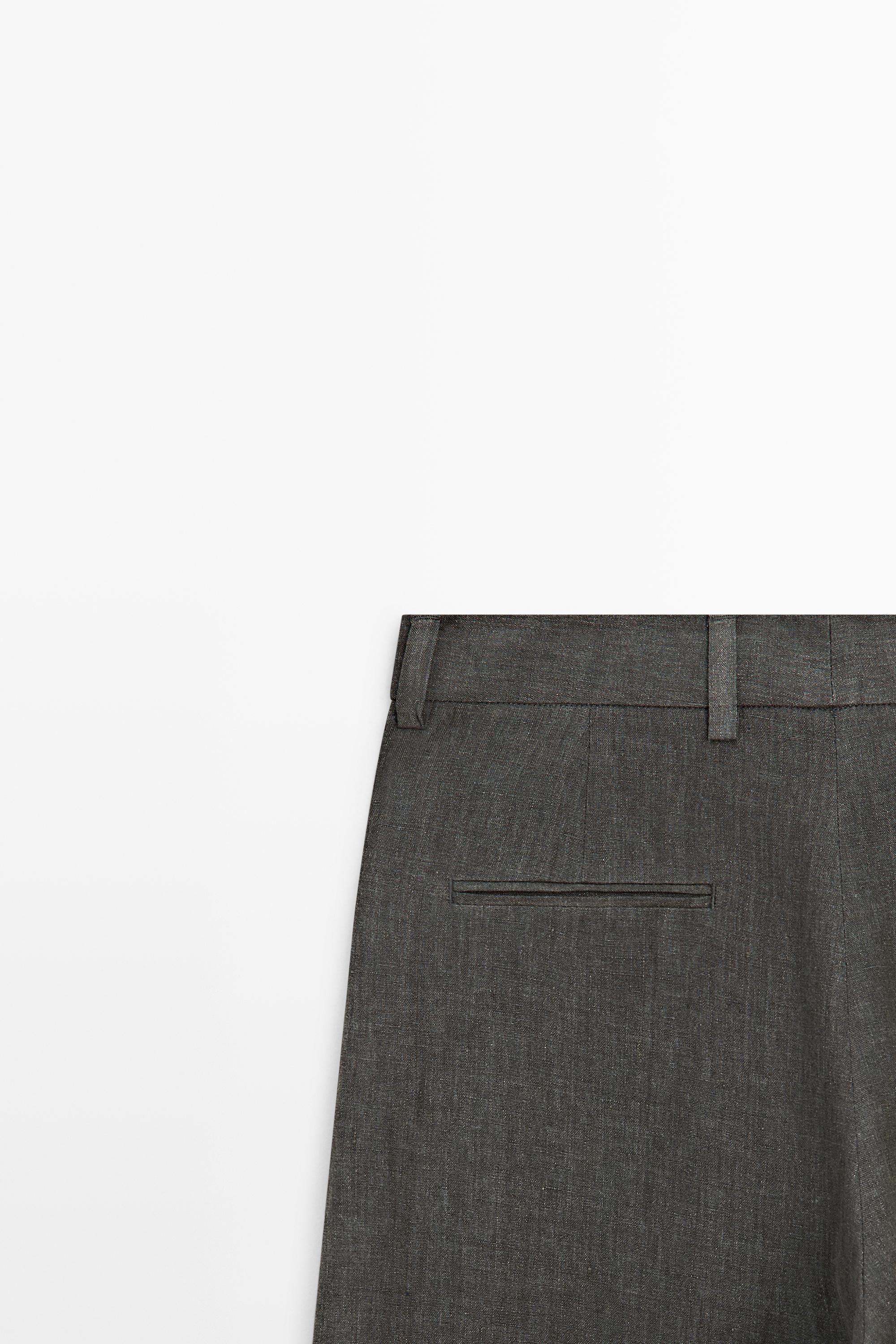 Pantalon mélangé pièce latérale lin